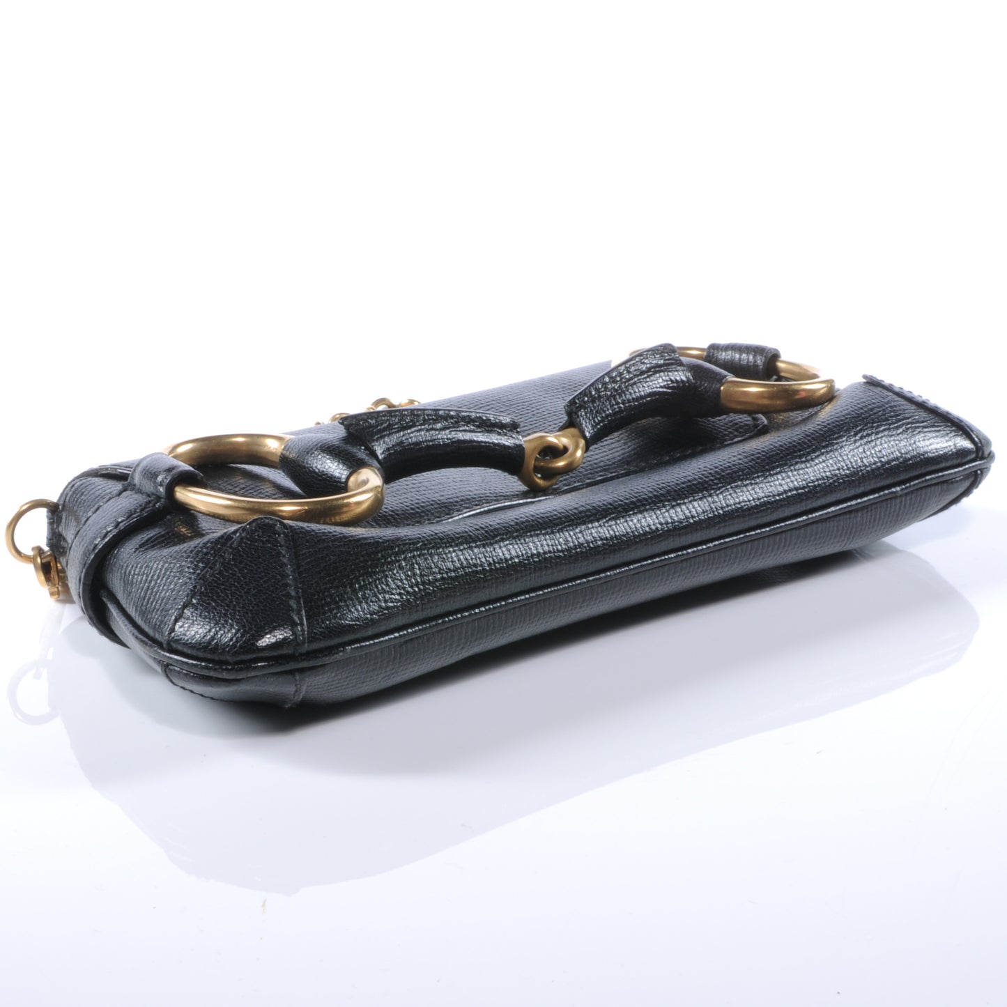 Leather Horsebit Clutch Bag Black
