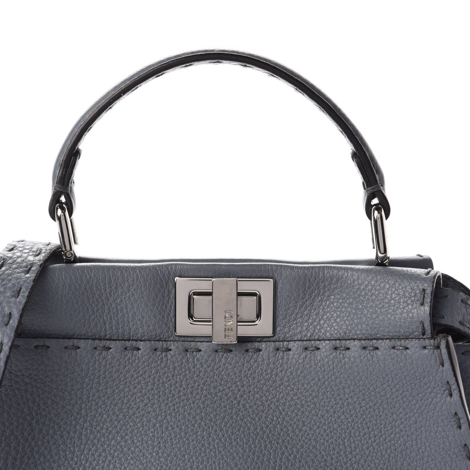 Fendi Calfskin Romano Selleria Bi-Color Mini Peekaboo Iconic Satchel Tempesta Bordeaux 11 of 11