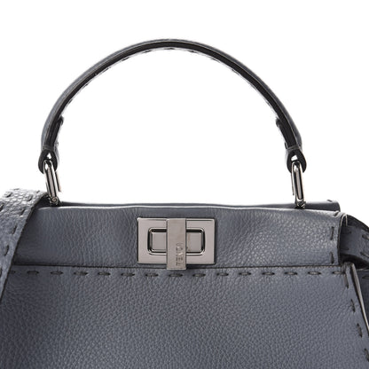 Fendi Calfskin Romano Selleria Bi-Color Mini Peekaboo Iconic Satchel Tempesta Bordeaux 11 of 11