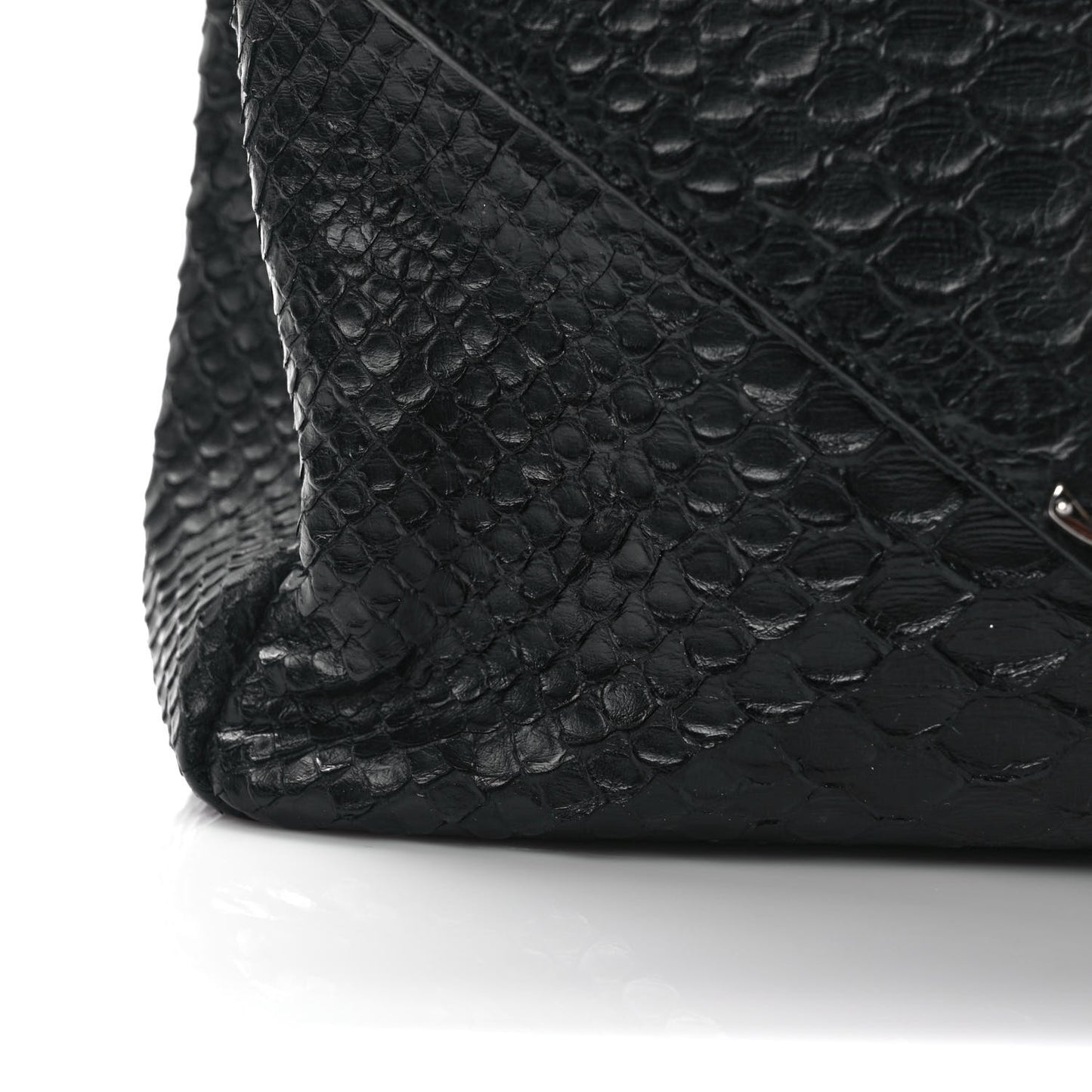 Calfskin Python Embossed Monogram Medium College Bag Black
