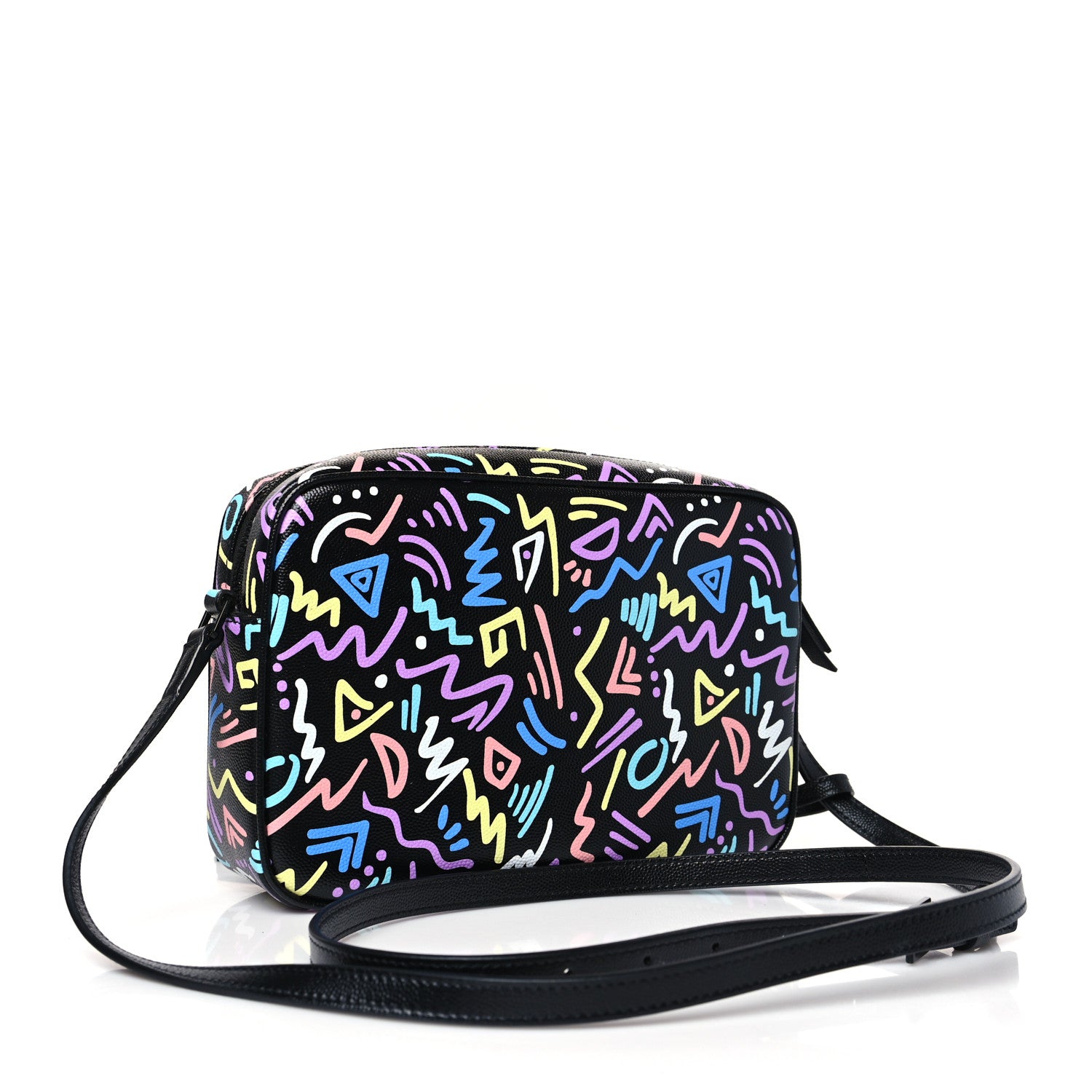 Saint Laurent Grain De Poudre Medium Classic Monogram Multicolor Graphic Print Lou Camera Bag Black 3 of 9