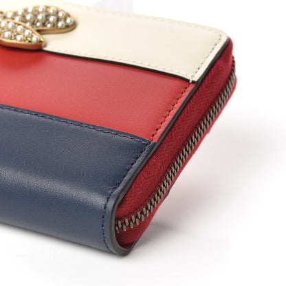 Gucci Calfskin Queen Margaret Zip Around Wallet Blue Agata Hibiscus Red Mystic White 9 of 10