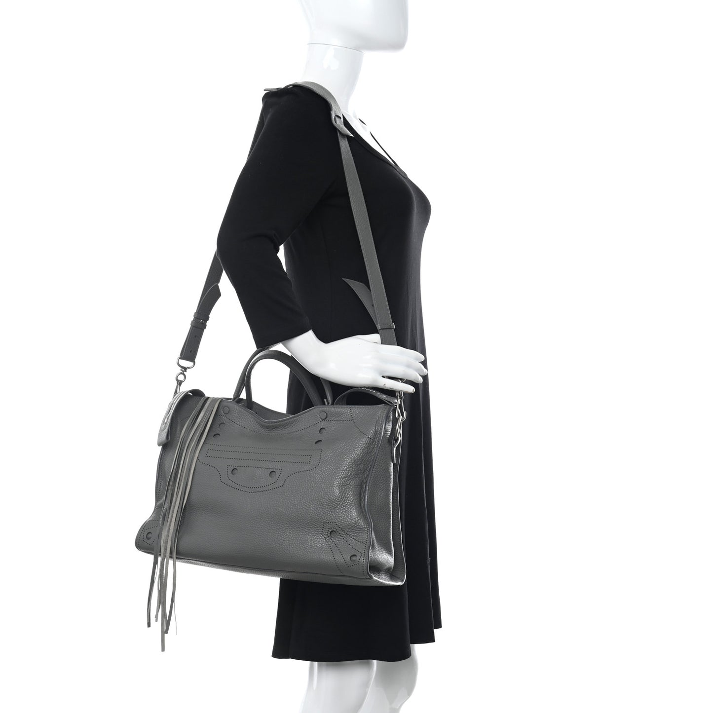 Veau Grana Perforated Blackout Hardware City Gris Acier