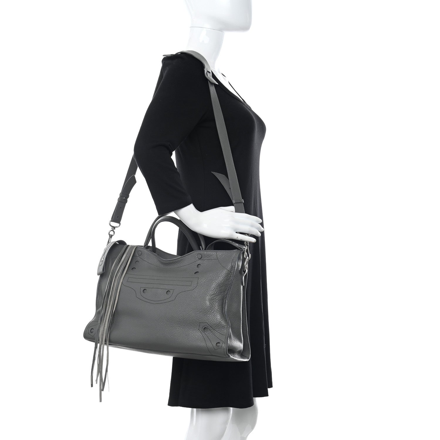 Balenciaga Veau Grana Perforated Blackout Hardware City Gris Acier 2 of 14