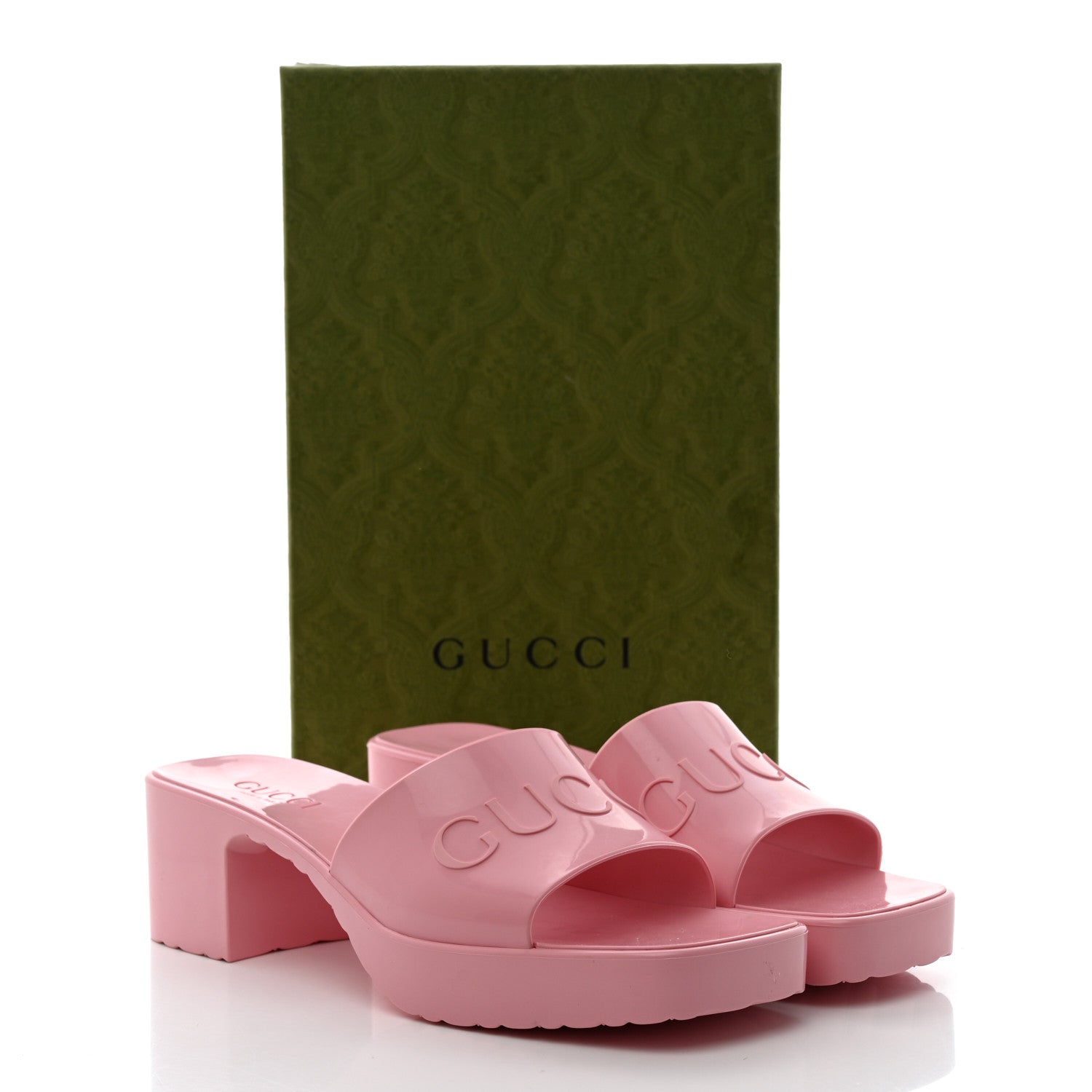 Gucci Rubber Gucci Logo Womens Platform 20/60mm Slide Sandals 39 Wild Rose 9 of 9