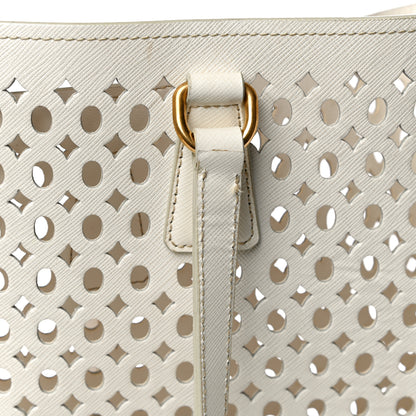 Prada Saffiano Perforated Tote Talco 19 of 21