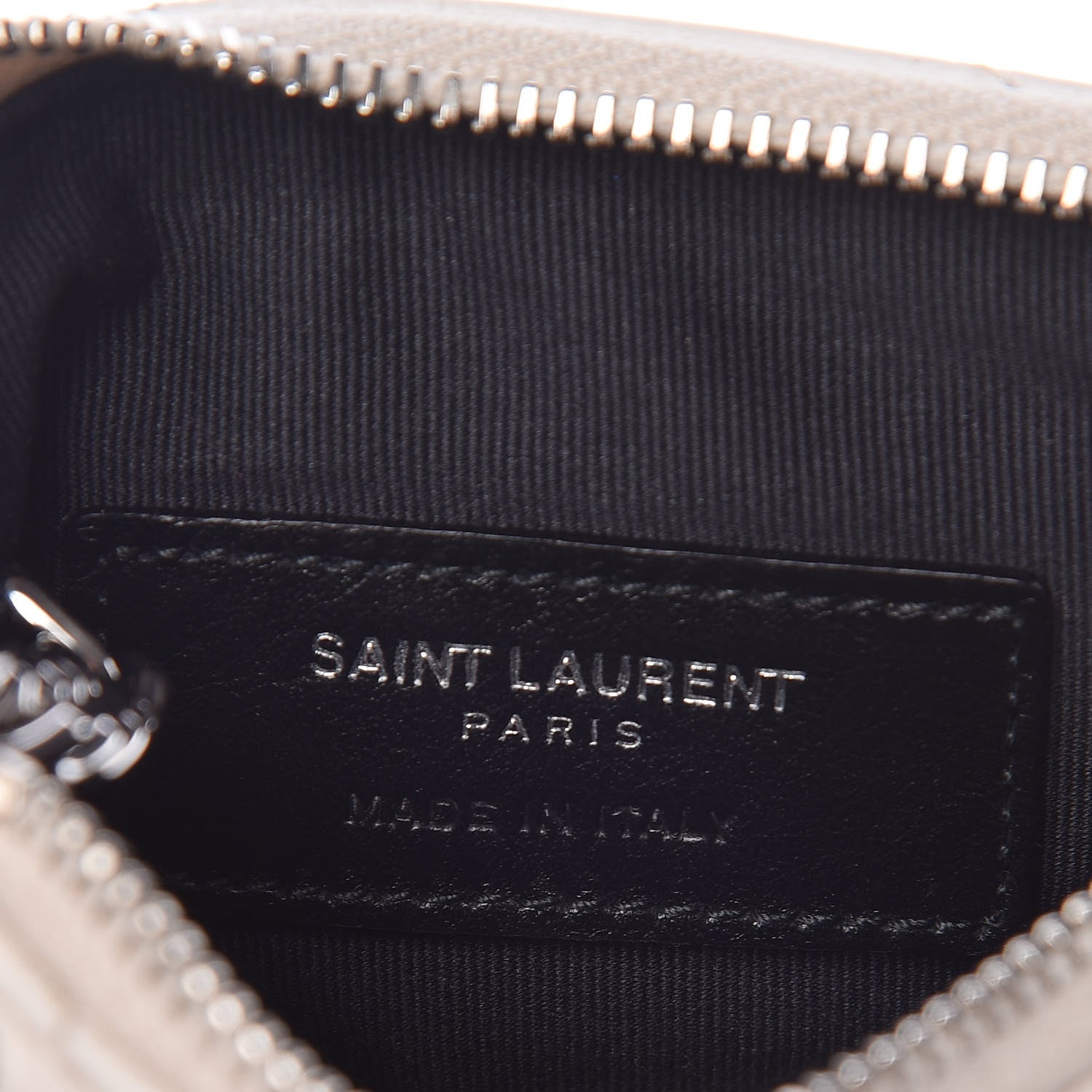 Saint Laurent Calfskin Matelasse Monogram Key Pouch Porcellana 6 of 8