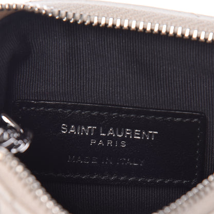 Saint Laurent Calfskin Matelasse Monogram Key Pouch Porcellana 6 of 8