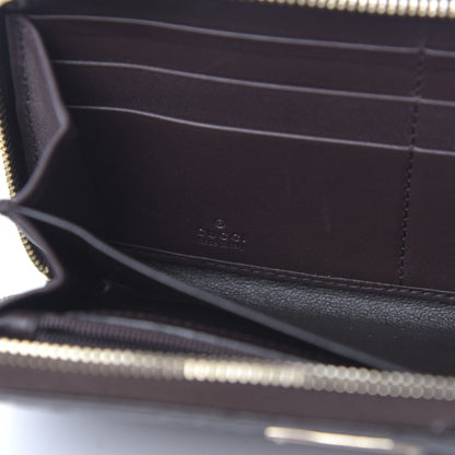 Gucci Guccissima Margaux Calfskin Metal Bar Zip Around Wallet Chocolate 6 of 9