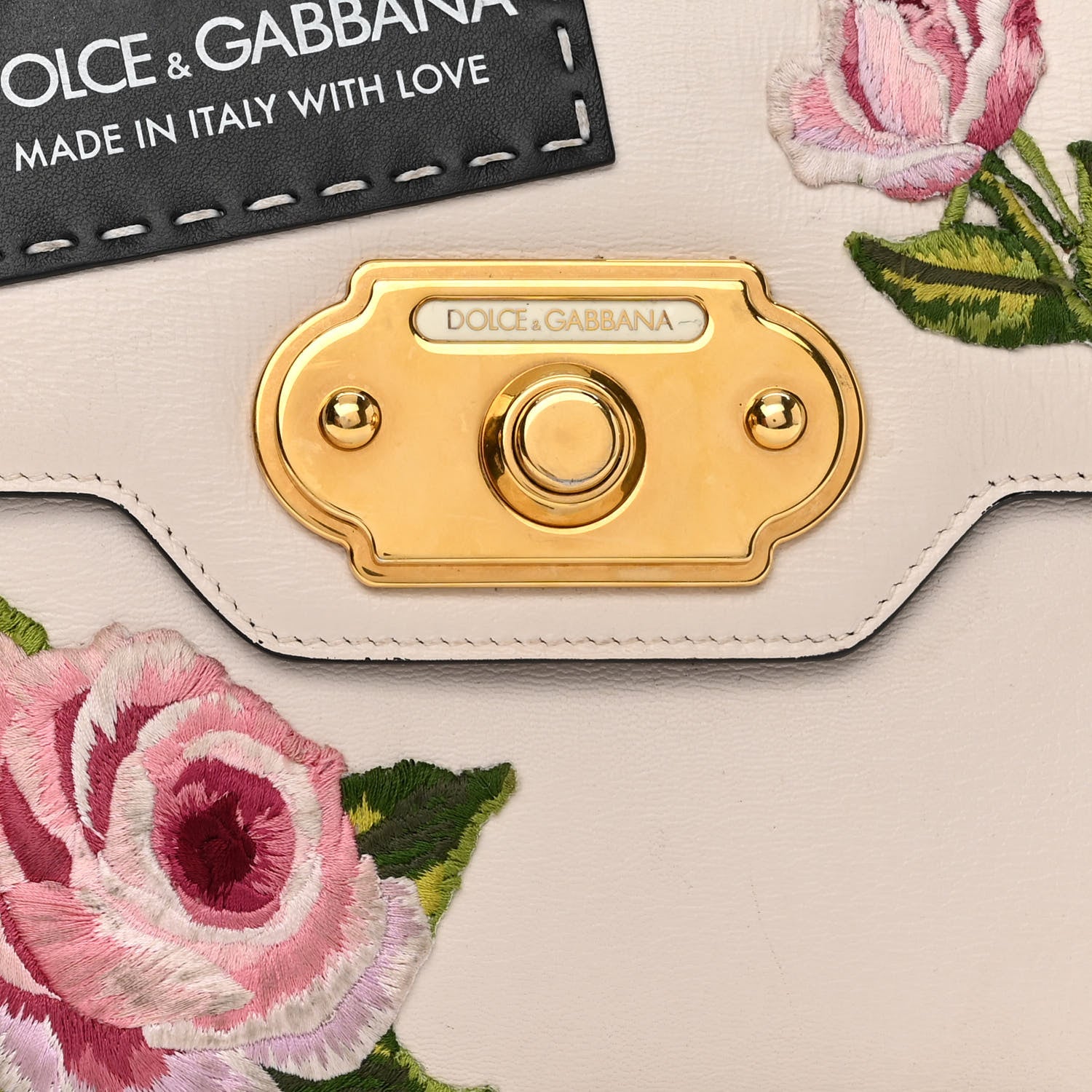 Dolce & Gabbana Calfskin Embroidered Welcome Satchel White 7 of 13
