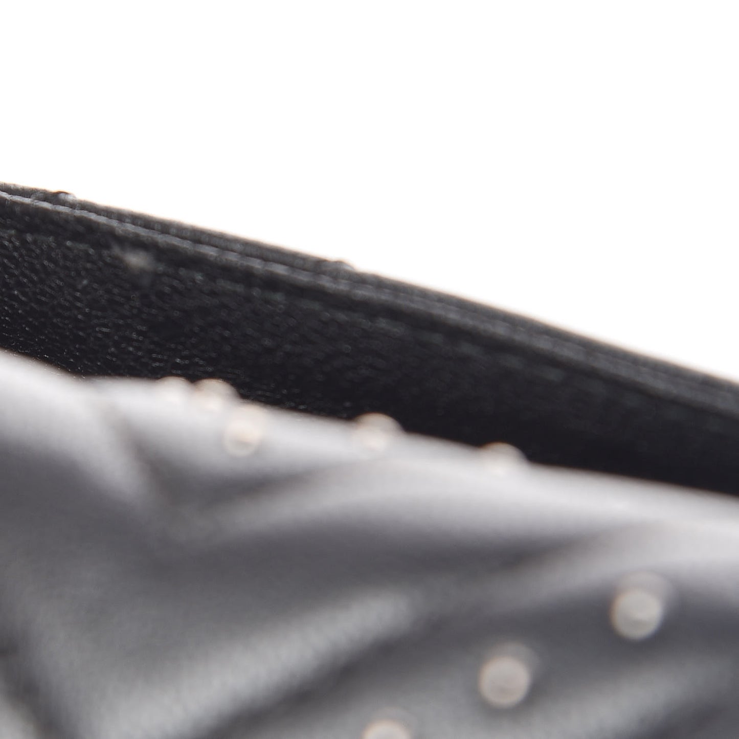 Sheepskin Chevron Quilted Studded Reissue Wallet On Chain WOC Black