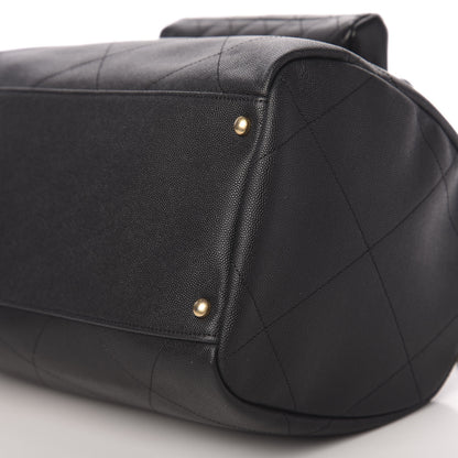 Chanel Grained Calfskin Lambskin Quilted Large Bowling Bag Black 10 of 11