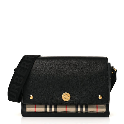 Burberry Grainy Calfskin Vintage Check Note Crossbody Bag Black 1 of 11