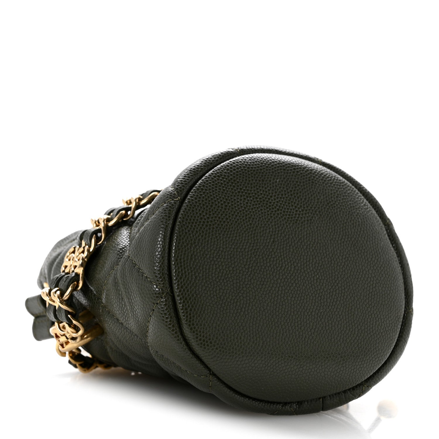 Chanel Caviar Quilted Coco First Bucket Clutch With Chain Khaki 4 of 12