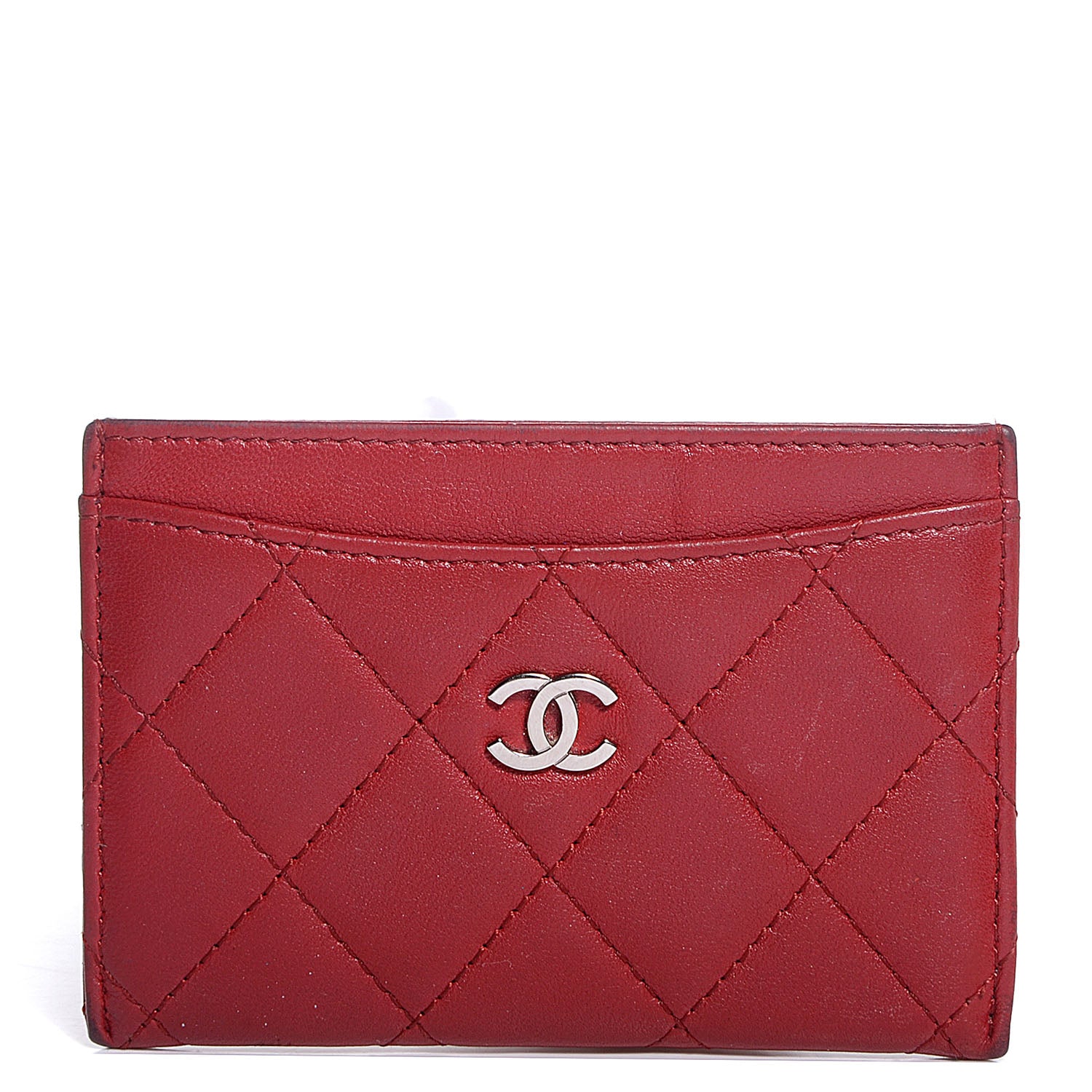Chanel Lambskin Quilted Card Holder Red 1 of 8
