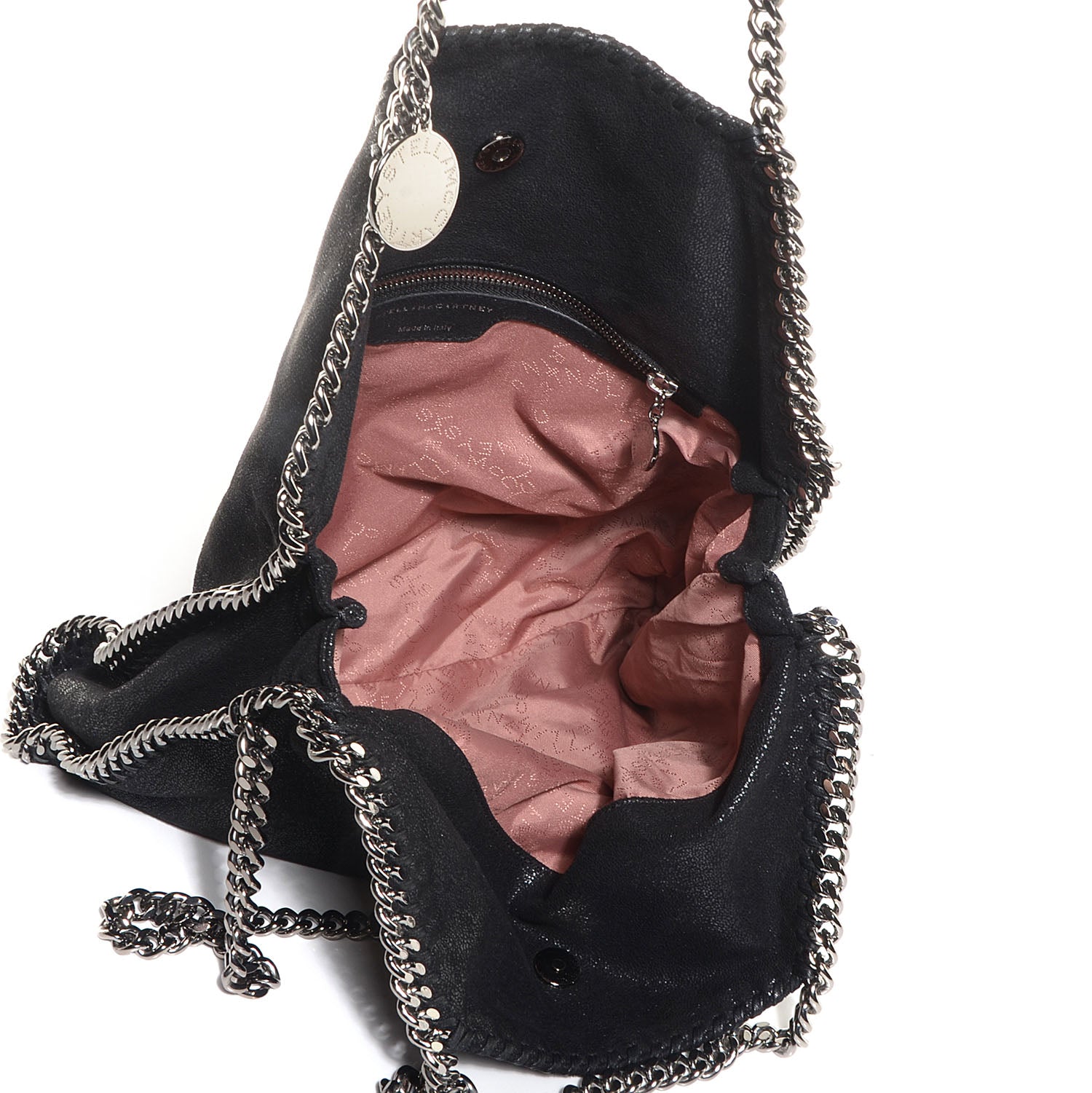 Stella McCartney Faux Leather Shaggy Deer Falabella Fold Over Tote Black 5 of 8