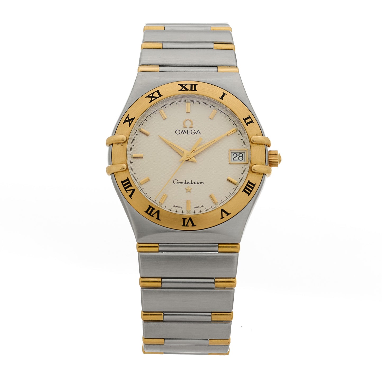 Stainless Steel 18K Yellow Gold 33mm Constellation Quartz Watch White 1312.30