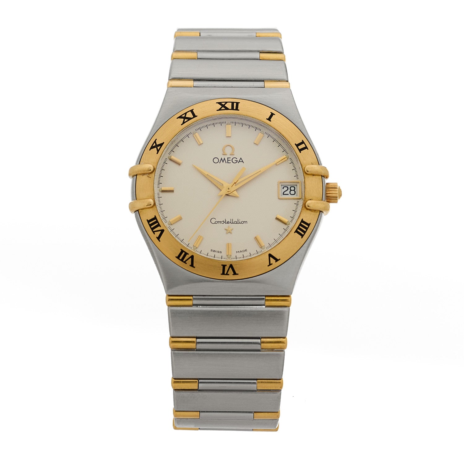 Omega Stainless Steel 18K Yellow Gold 33mm Constellation Quartz Watch White 1312.30 1 of 4