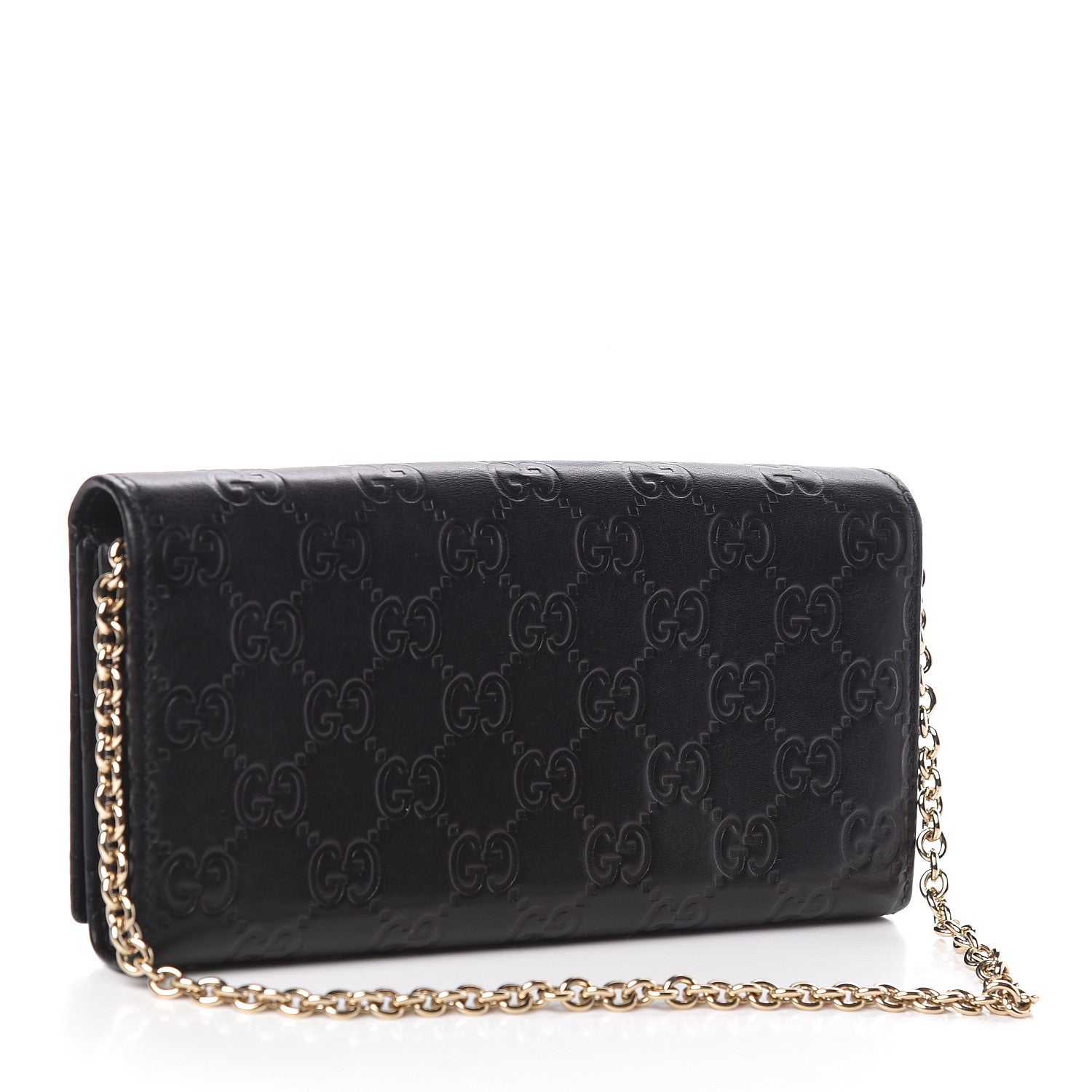 Gucci Guccissima Margaux Calfskin Metal Bar Chain Wallet Black 3 of 12