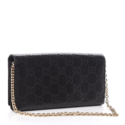 Gucci Guccissima Margaux Calfskin Metal Bar Chain Wallet Black 3 of 12