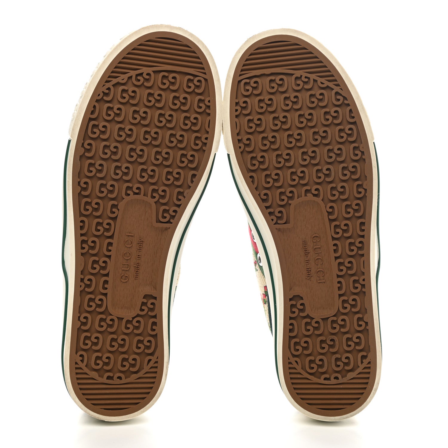 Gucci Cotton Tussah Web Gucci 100 1977 Tennis Sneakers 37 Beige Green Multicolor Vintage Green 5 of 8