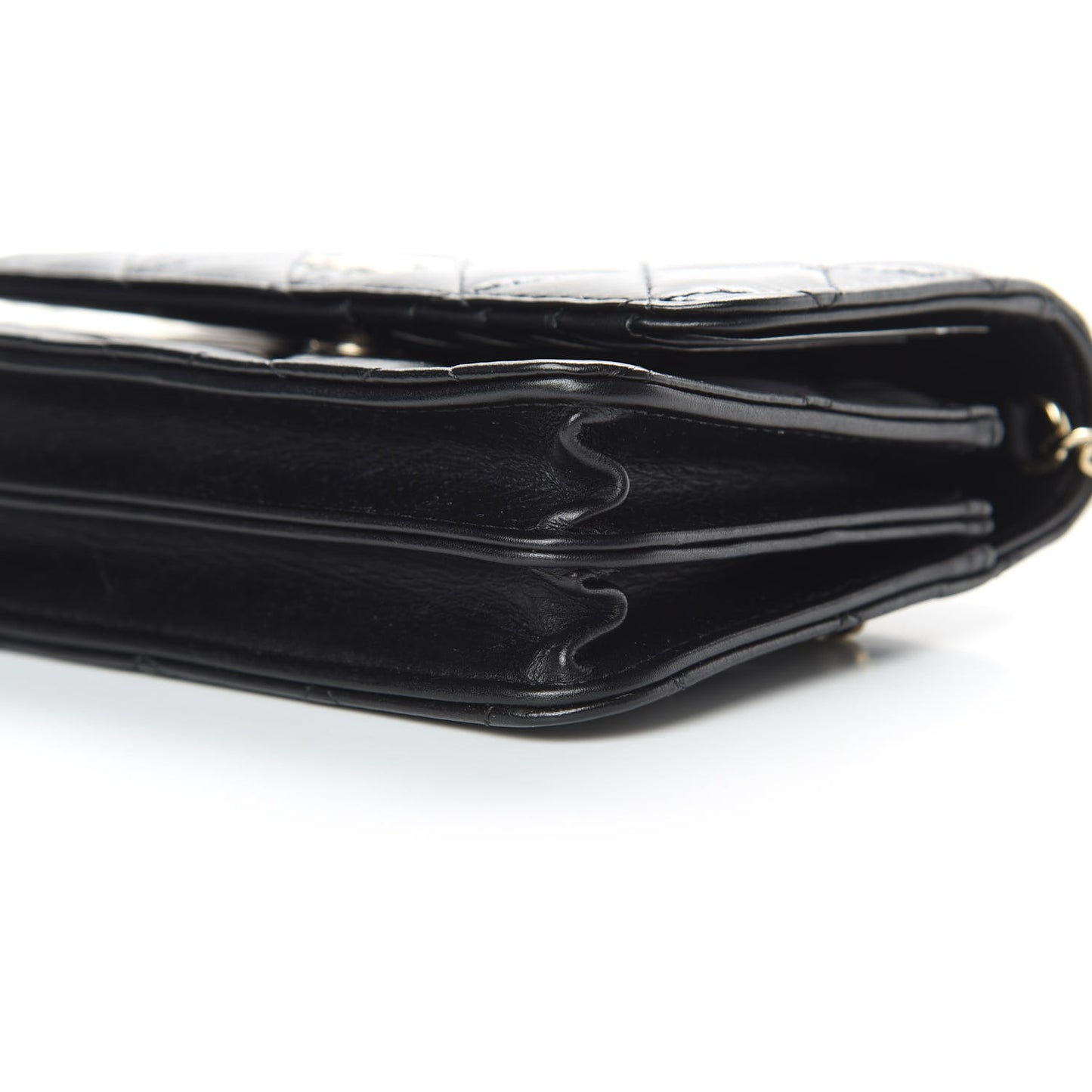 Calfskin Quilted Mini Maxi Pearls Wallet On Chain WOC Black