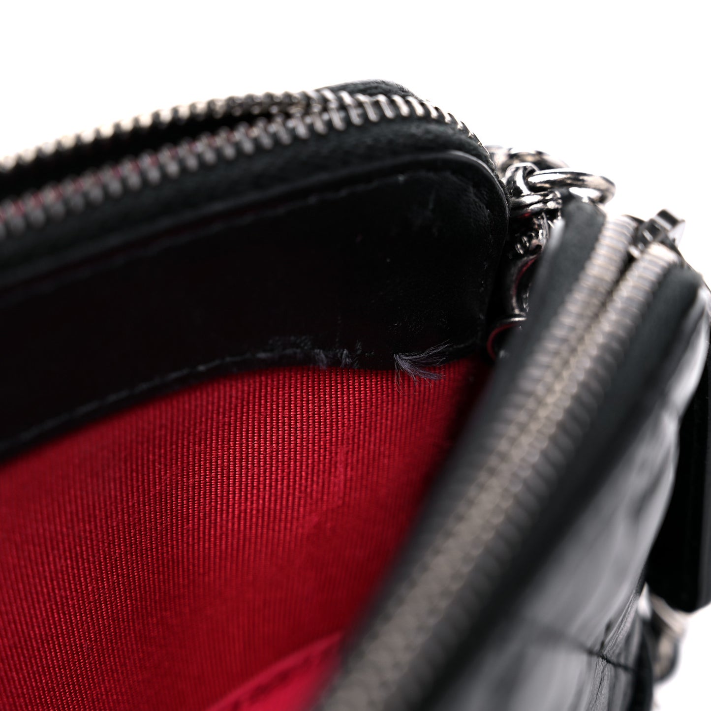 Aged Calfskin Quilted Small Gabrielle Clutch With Chain Black
