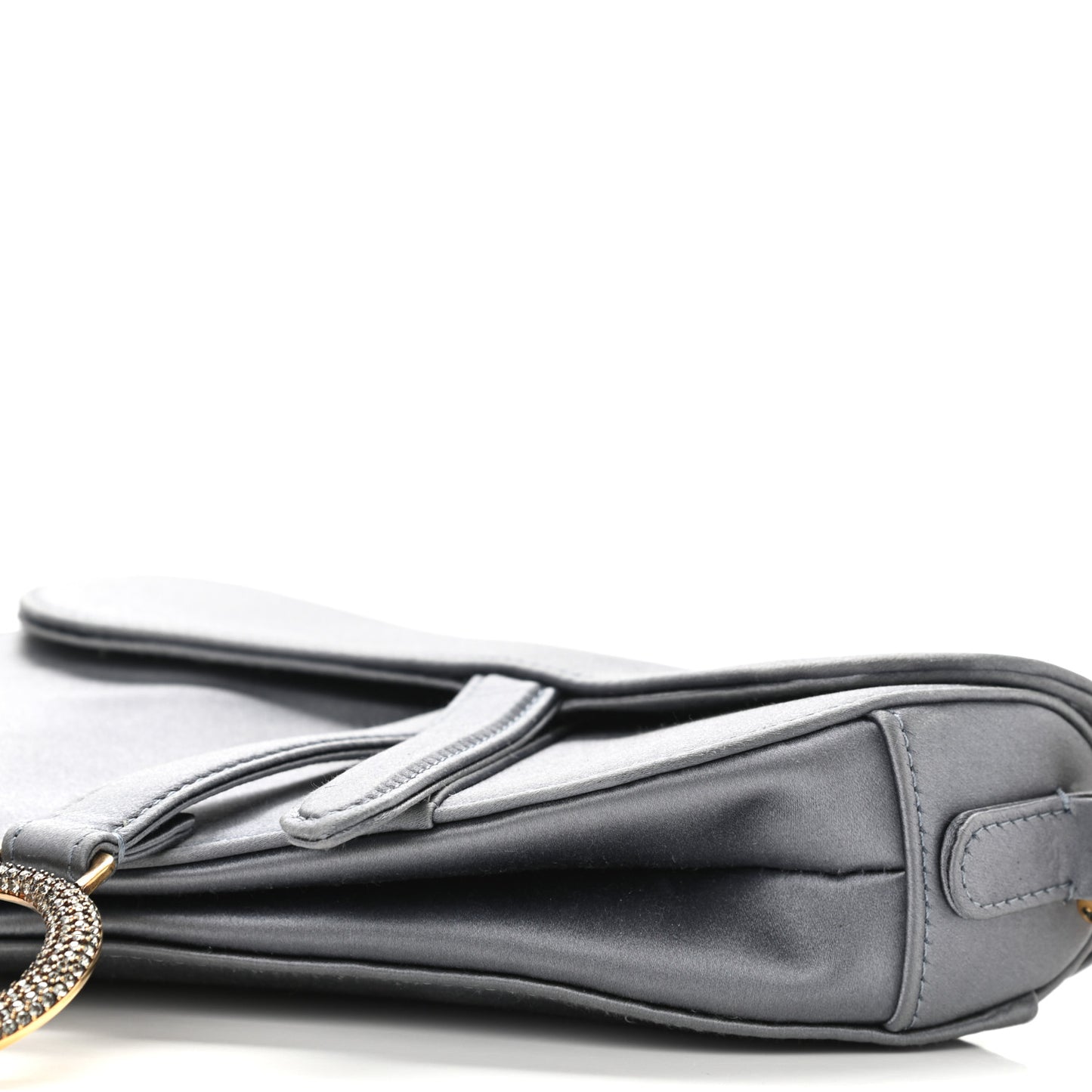 Satin Crystal Mini Saddle Bag Blue Gray