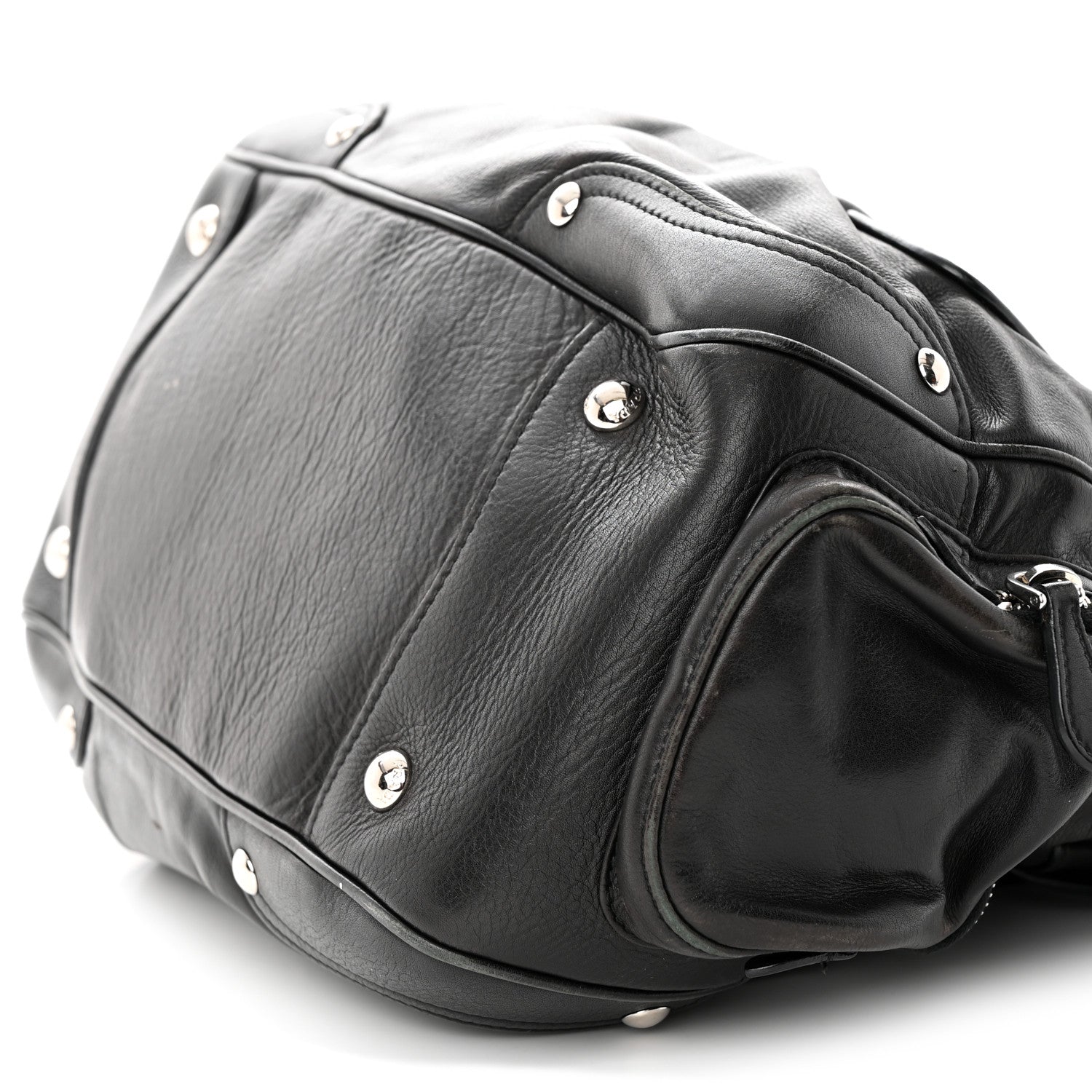 Prada Cervo Antik Easy A Foldover Pushlock Flap Satchel Black 10 of 18