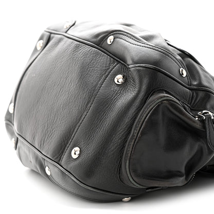 Prada Cervo Antik Easy A Foldover Pushlock Flap Satchel Black 10 of 18