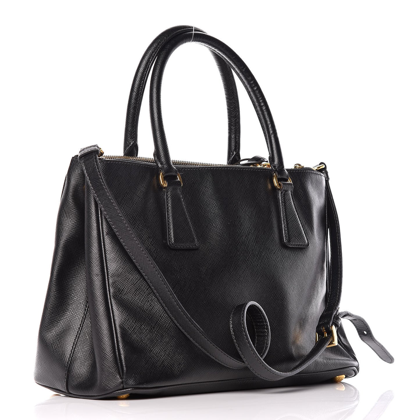 Saffiano Small Galleria Double Zip Tote Black