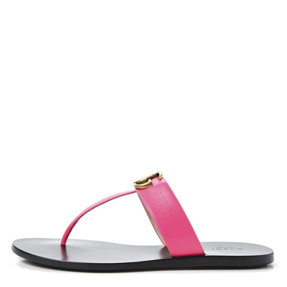 Gucci Calfskin GG Marmont Thong Sandals 38.5 Fuxia Fluo 1 of 10