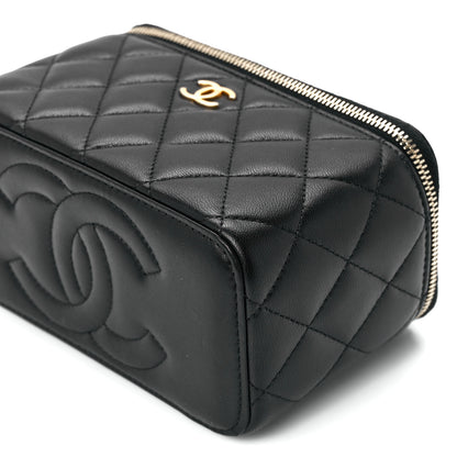 Chanel Lambskin Quilted Metal Small Top Handle Vanity Case With Chain Black 11 of 12