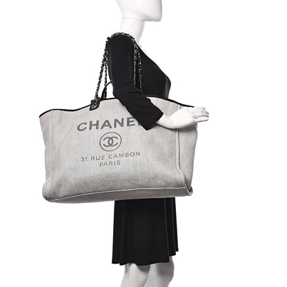 Chanel Woven Straw Raffia Extra Large Deauville Tote Grey 2 of 10