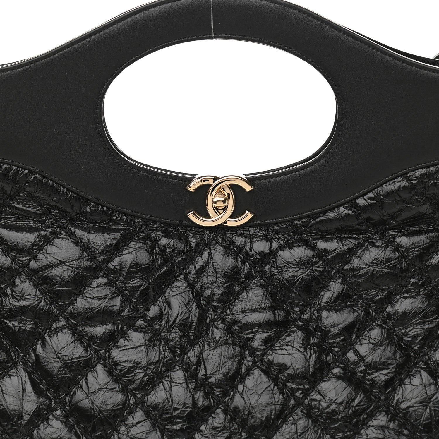 Chanel Crumpled Calfskin Quilted 31 Large Shopping Bag Black 7 of 10