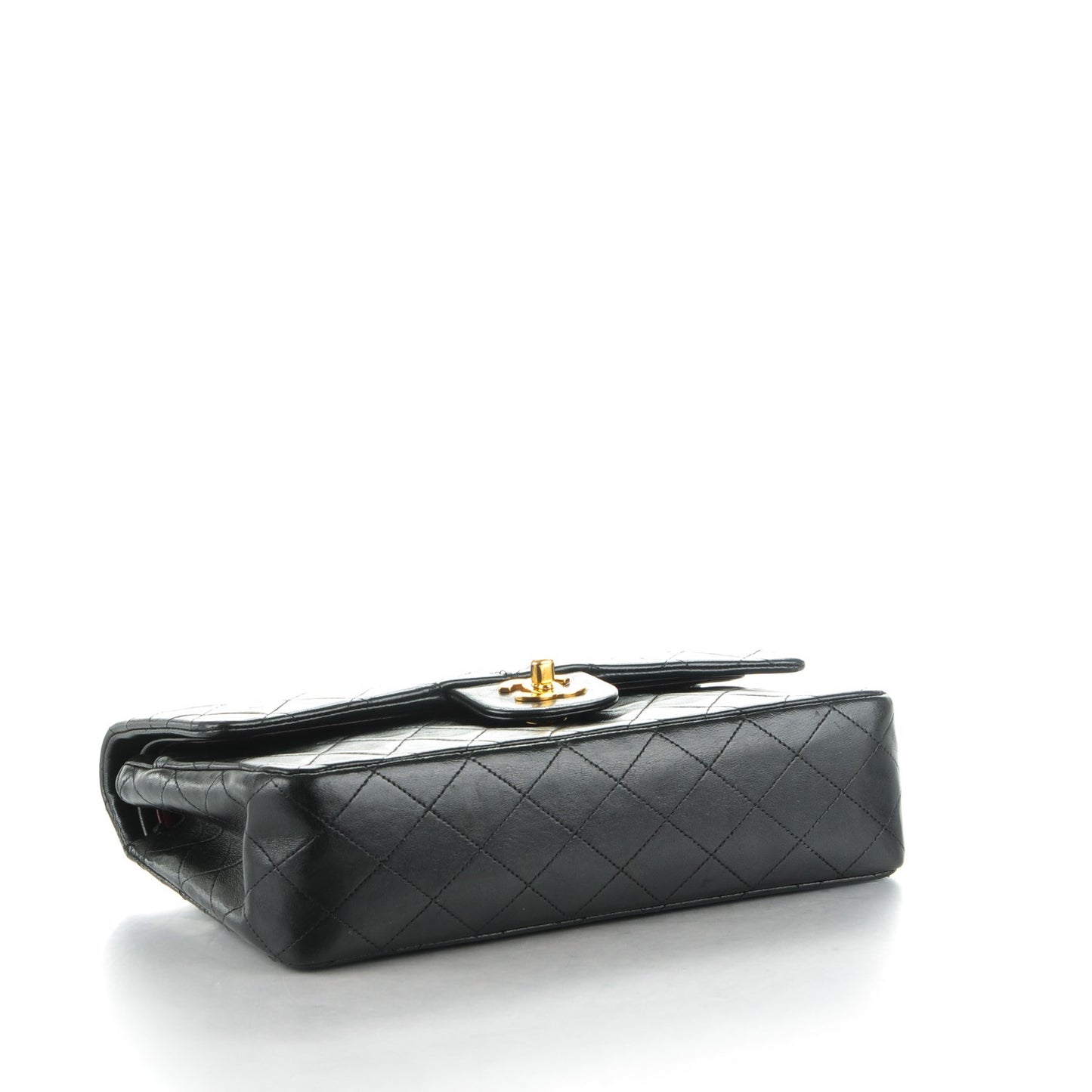 Lambskin Quilted Medium Double Flap Black