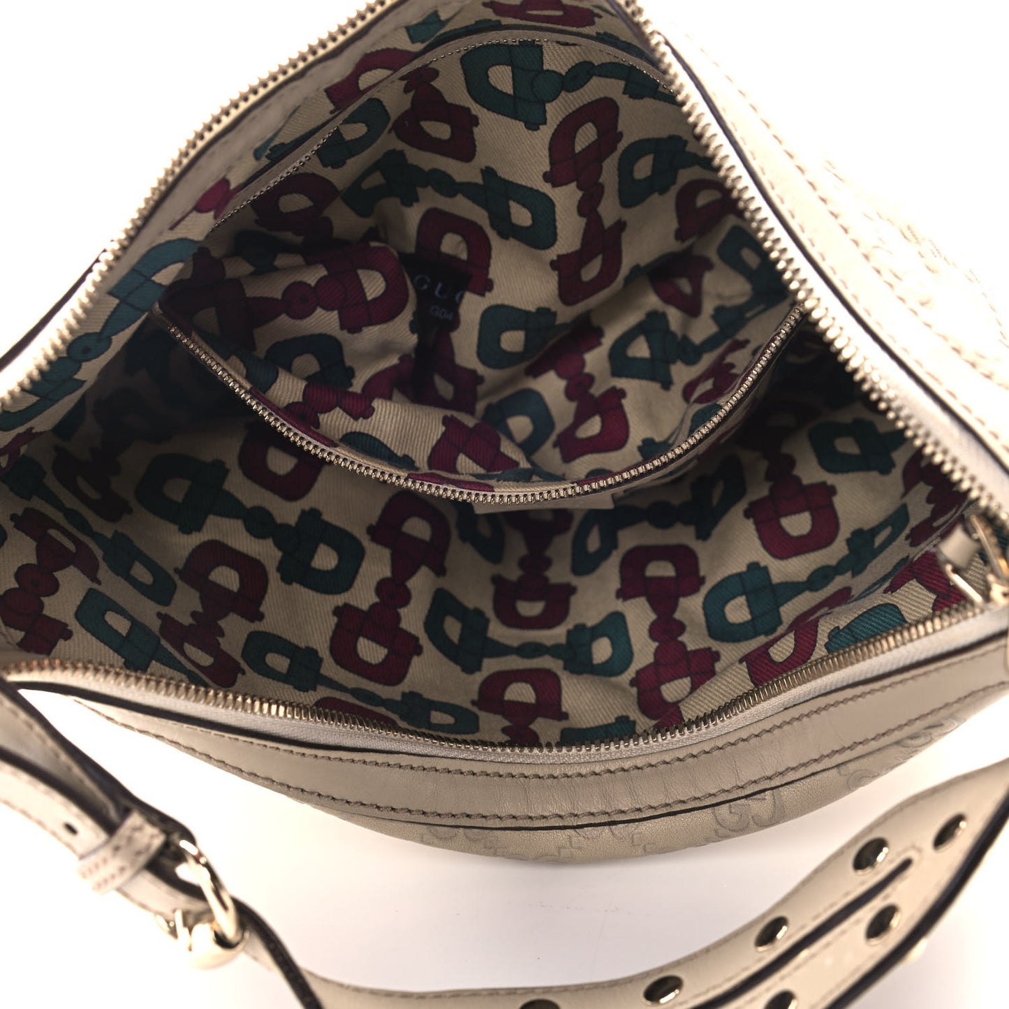 Guccissima Biba Studded Hobo Off White