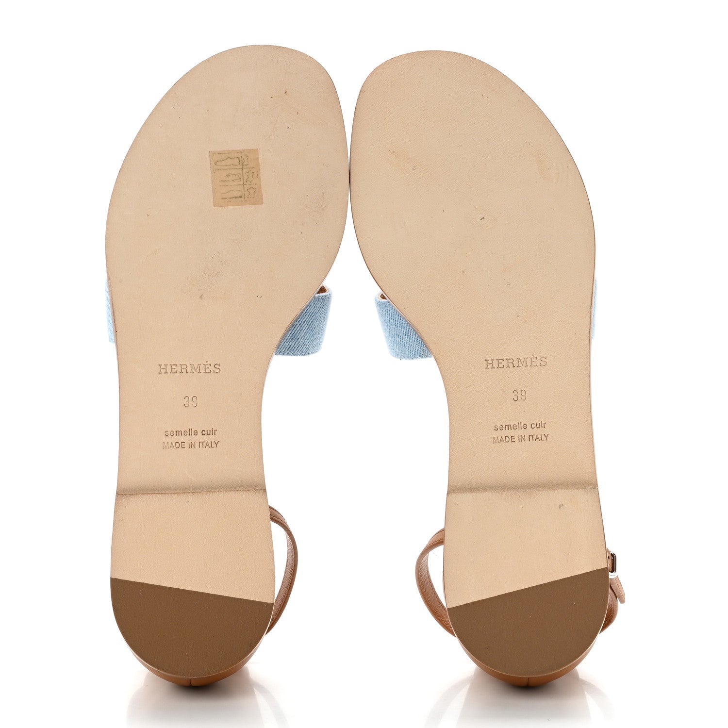 Hermes Denim Santorini Sandals 39 Bleu Clair 5 of 8