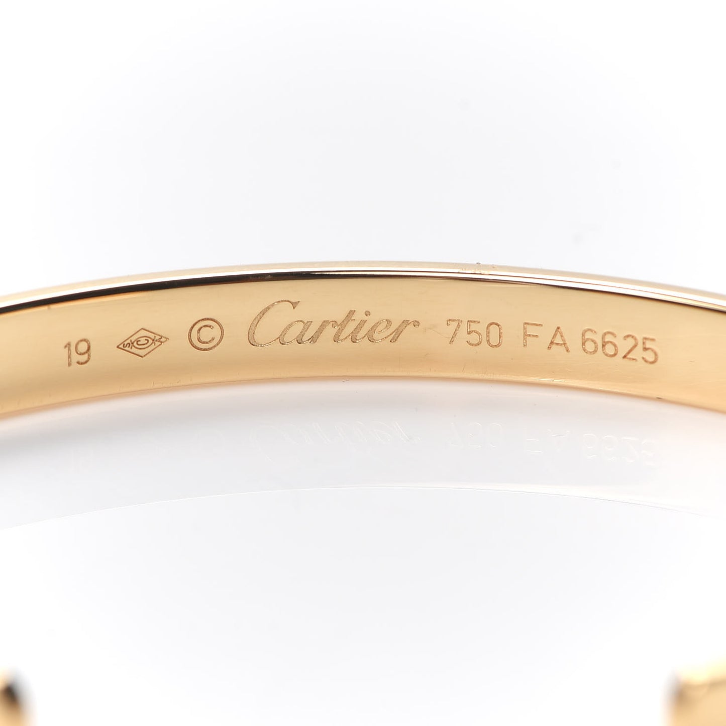 18K Yellow Gold LOVE Cuff Bracelet 19