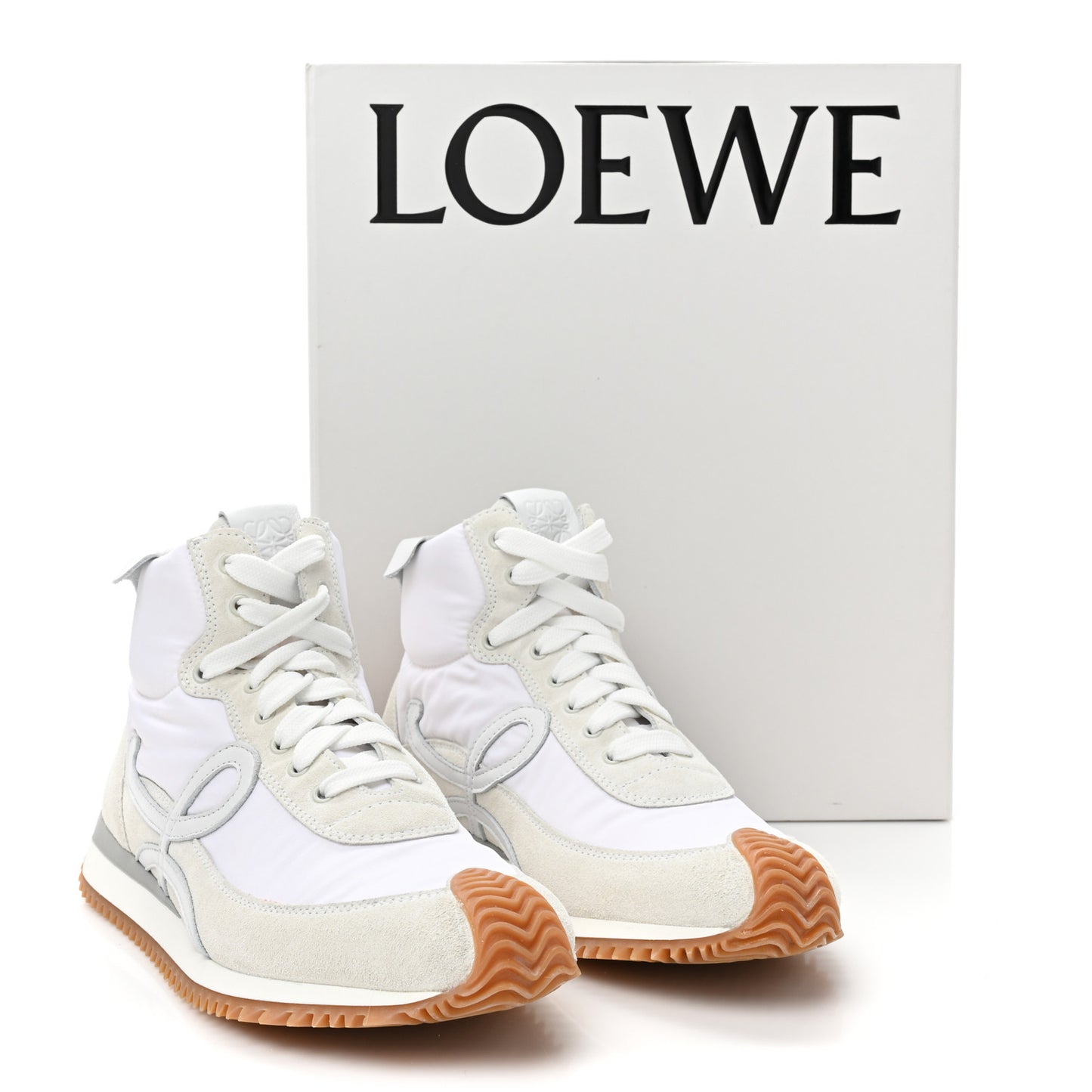 Nylon Suede Flow Runner High Top Sneakers 37 White
