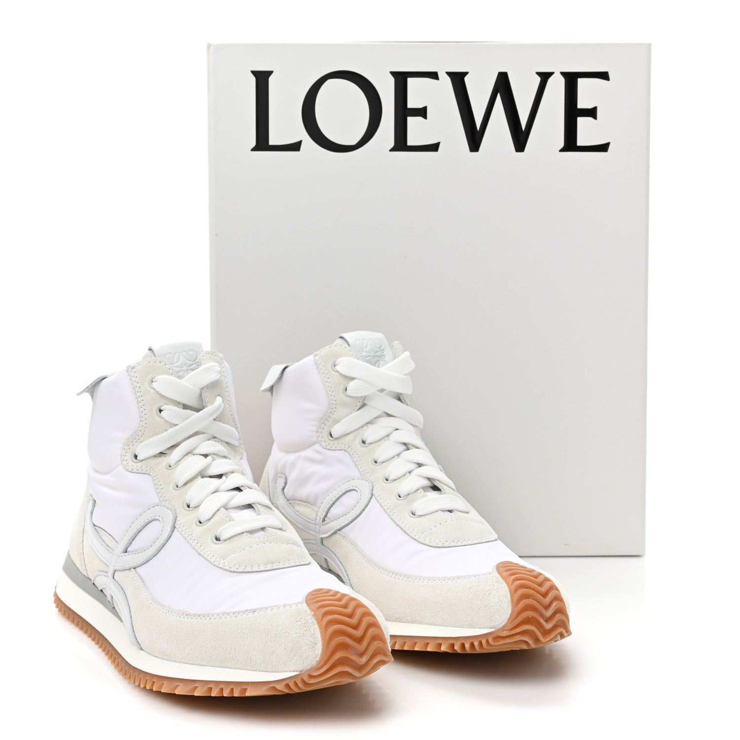 Loewe Nylon Suede Flow Runner High Top Sneakers 37 White 14 of 14