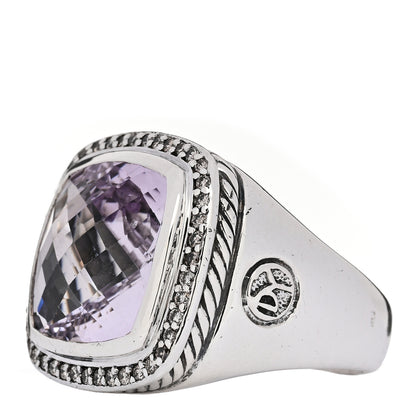 David Yurman Sterling Silver Diamond Amethyst 14mm Albion Statement Ring 61 9.75 3 of 5