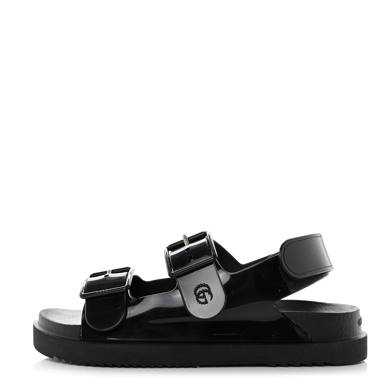 Gucci Rubber Mini Double G Womens Isla Dad Sandals 37 Black 1 of 16