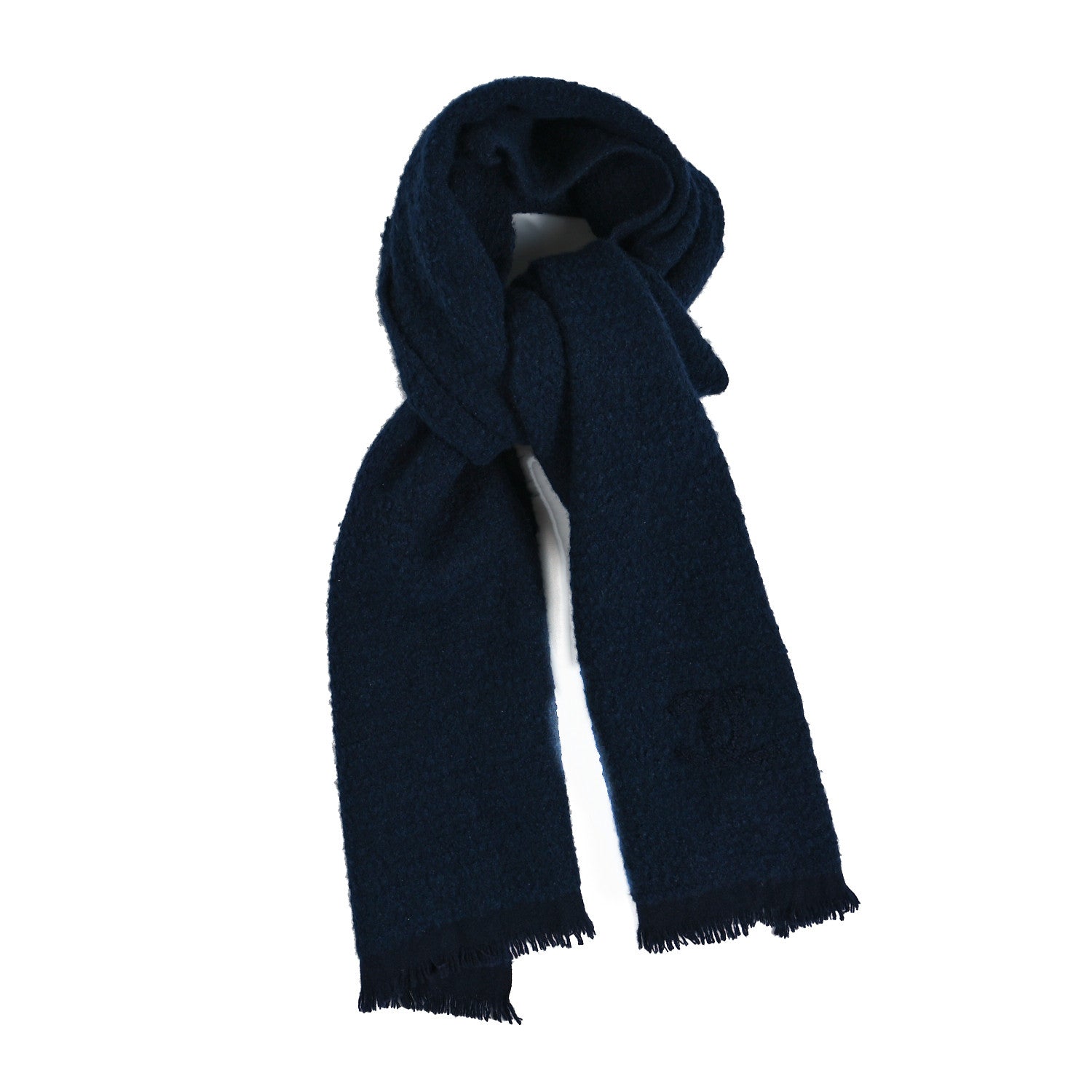 Chanel Cashmere Silk CC Scarf Blue 1 of 3