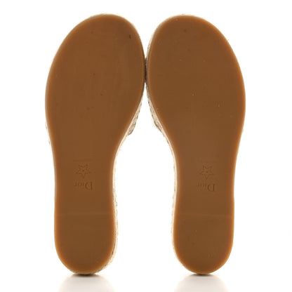 Christian Dior Canvas Embroidered Granville Espadrille Flat Slide Sandals 36 Ivory 5 of 8