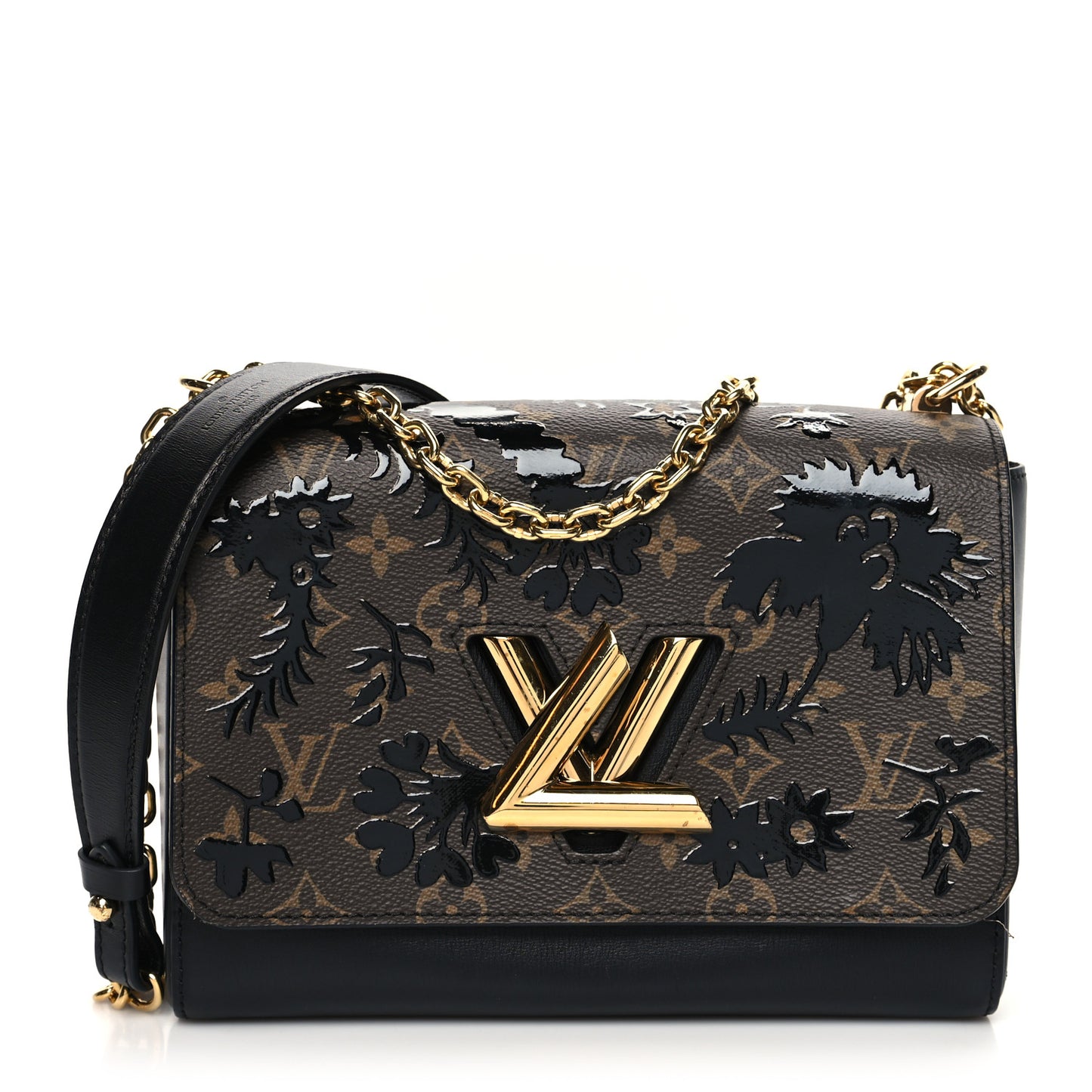 Calfskin Monogram Blossom Twist MM Black