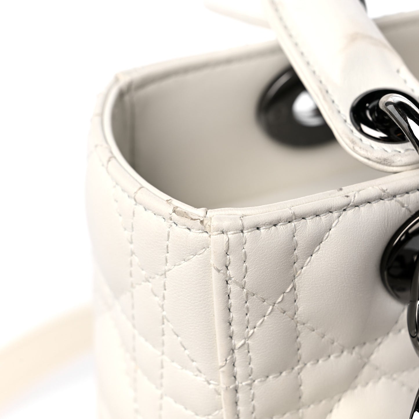 Lambskin Cannage Medium Lady Dior White