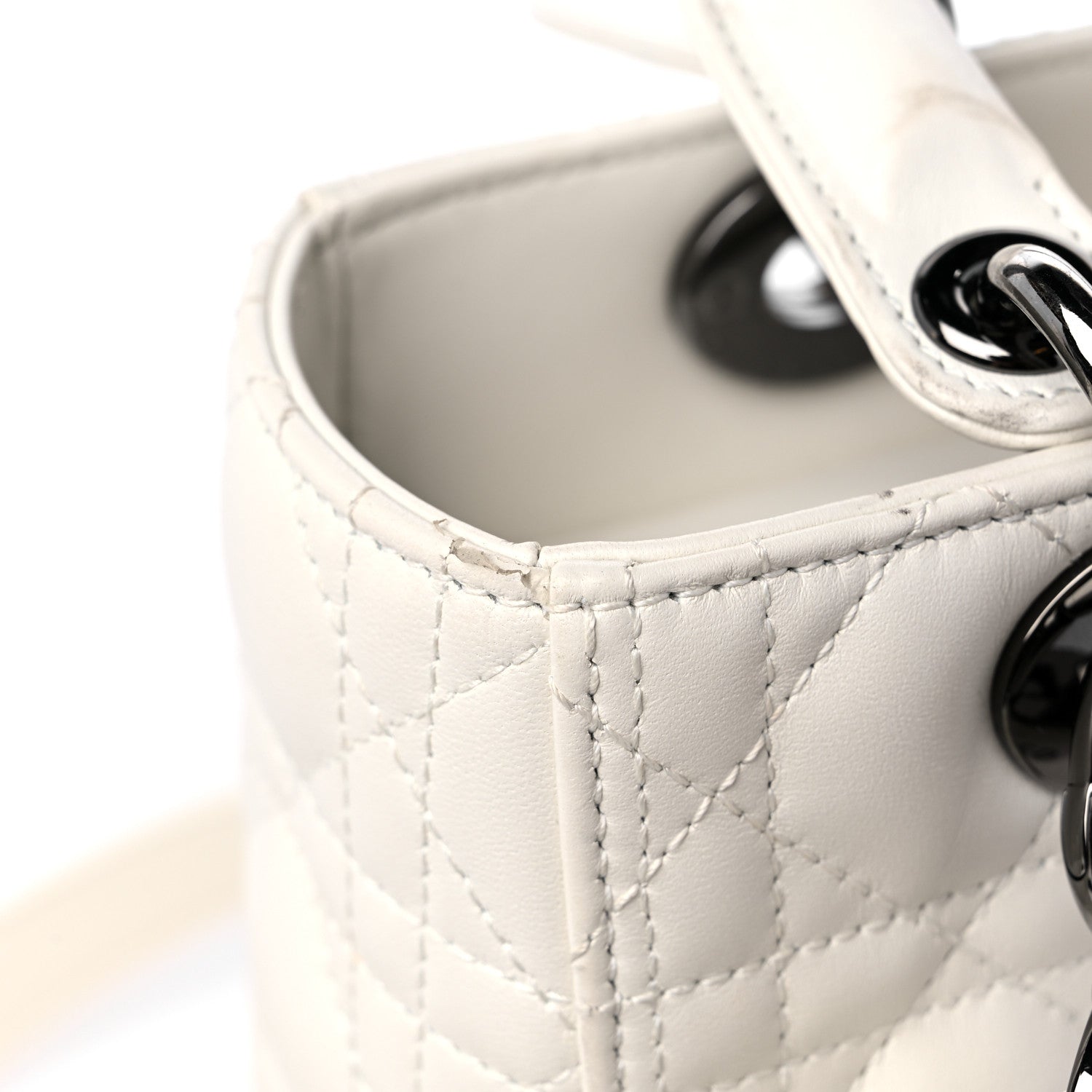 Christian Dior Lambskin Cannage Medium Lady Dior White 15 of 18
