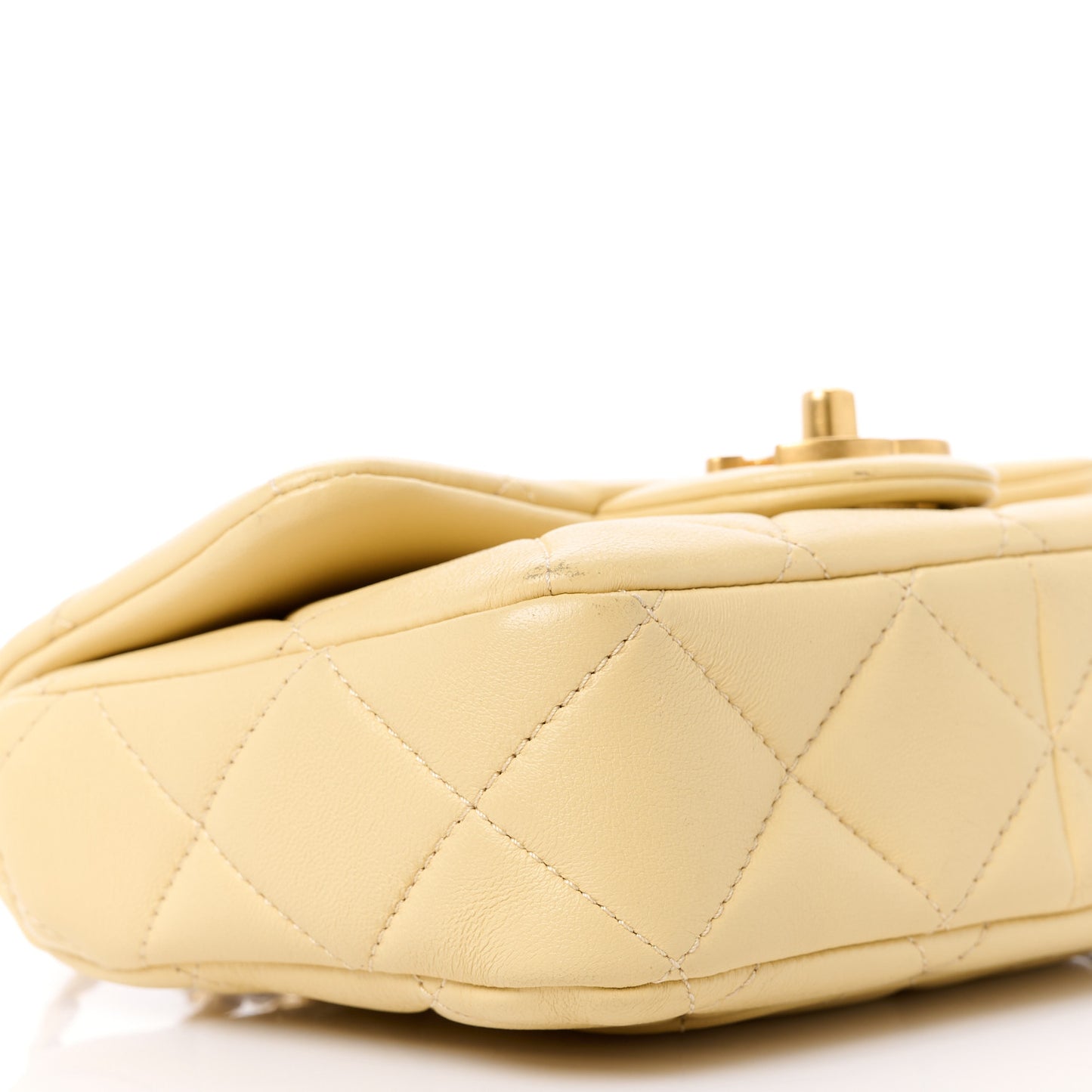Lambskin Enamel Quilted Mini Pending CC Square Flap Yellow