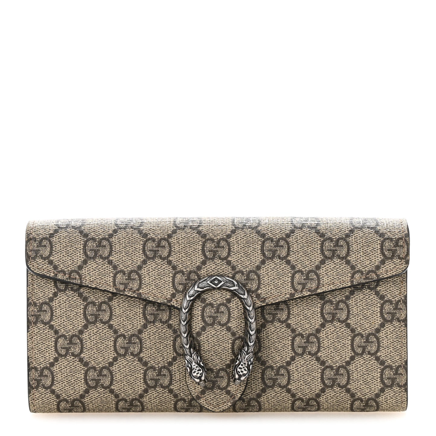 GG Supreme Monogram Dionysus Chain Clutch Wallet Beige Taupe